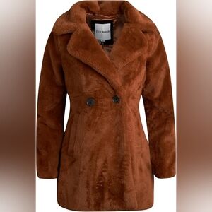 NEW Steve Madden Long Cognac Fur Coat